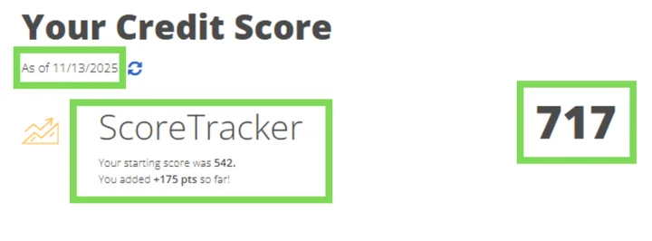 Joanna's credit report result