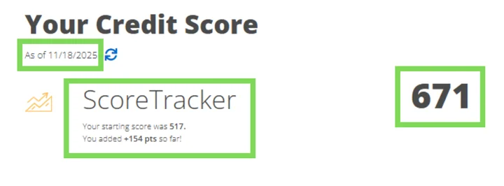 Natalie's credit report result